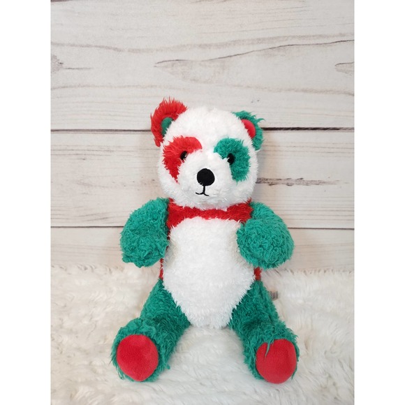 Build A Bear Workshop Green White Plush Solid Holiday Panda 11" Stuffed Animals‎ - Picture 1 of 7
